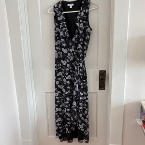 Floral Black and White Sleeveless Dress